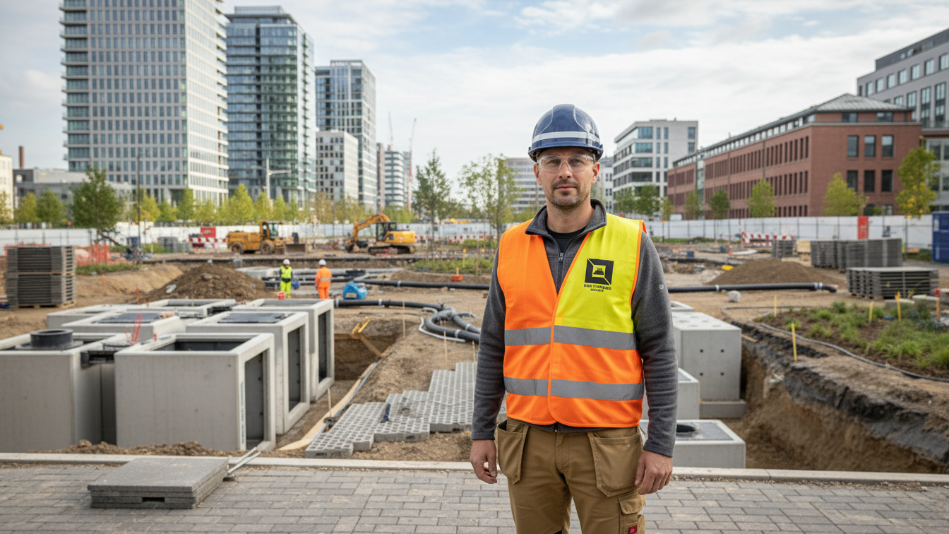 „Regenwassermanagement im Tiefbau – innovative, digitale und nachhaltige Systeme für klimaresiliente Städte durch E & D Tiefbau“