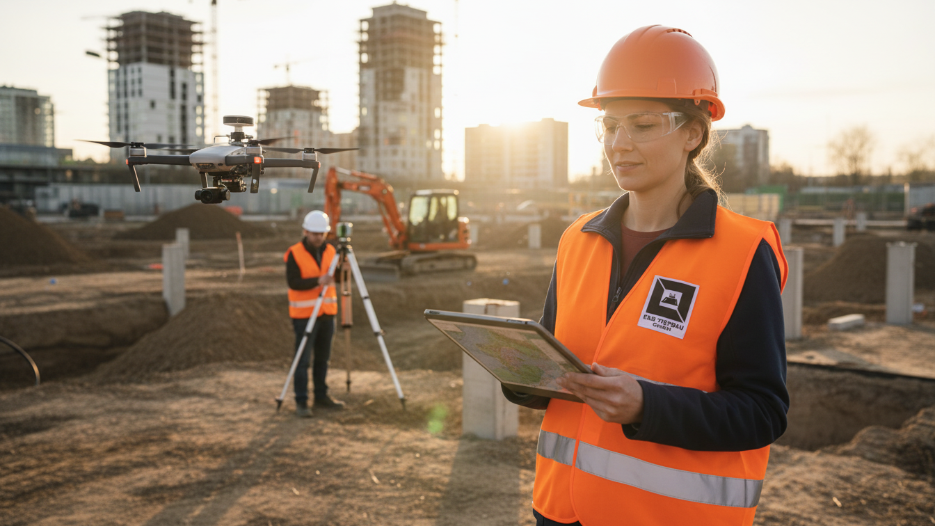 „Digitale Vermessung im Tiefbau – präzise, nachhaltige und KI-gestützte Vermessung durch Drohnen und 3D-Scanner von E & D Tiefbau“