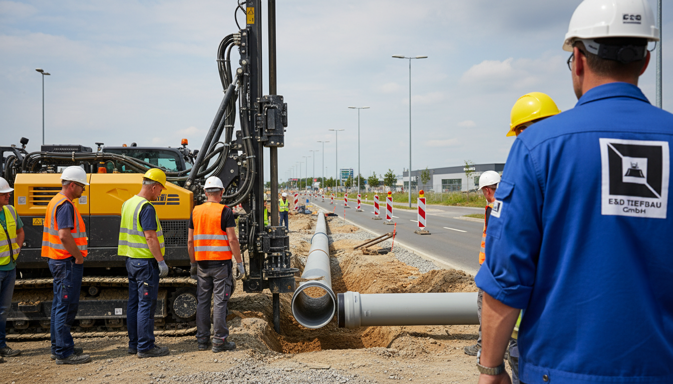 „Horizontalbohrung im Tiefbau – grabenlose Verlegung von Leitungen unter Straßen“