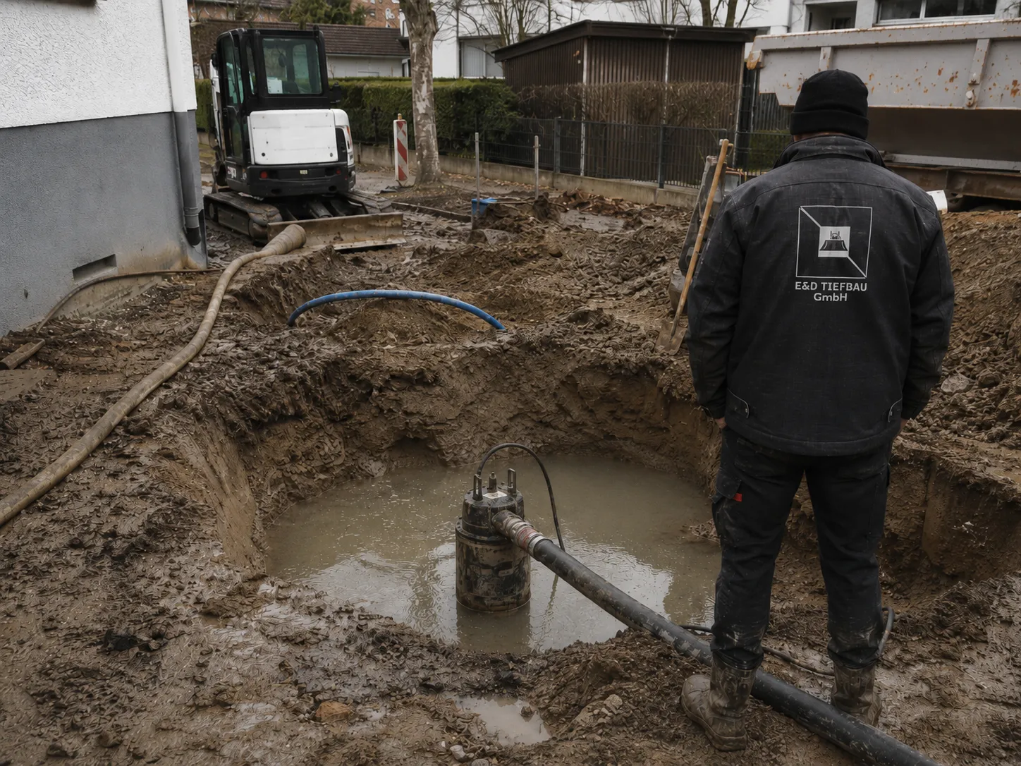 Wasser in der Baugrube – wenn nasser Boden den nächsten Arbeitsschritt verhindert